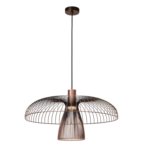Lucide NIGELLA - Pendant light - Ø 60 cm - 1xGU10 (MR16) - Coffee - Essential - turned on 6