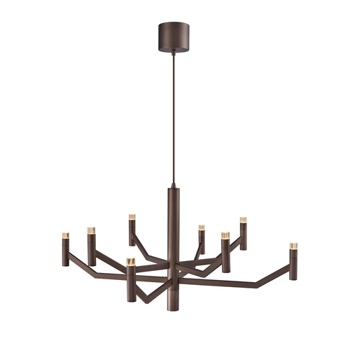 Lucide WELLINGTON - Pendant light - Ø 80 cm - LED Dim. - G9 - 2700K - Coffee - Vibes - turned on 6