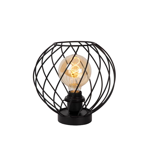 Lucide DANZA - Lampe de table - Ø 25 cm - 1xE27 - Noir - allumé