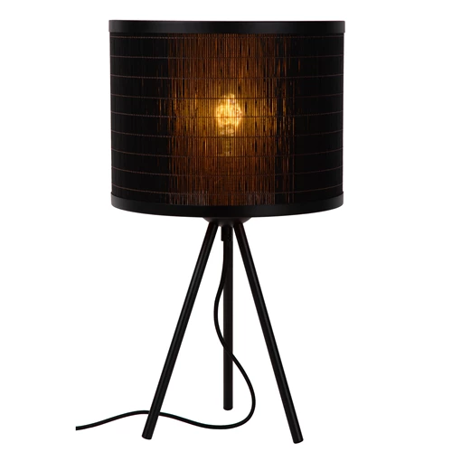 Lucide TAGALOG - Tafellamp - Ø 26 cm - 1xE27 - Zwart - aangezet