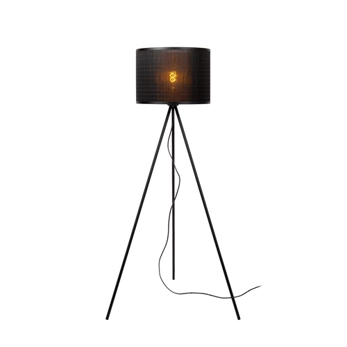 Lucide TAGALOG - Stehlampe - Ø 55 cm - 1xE27 - Schwarz - eingeschaltet