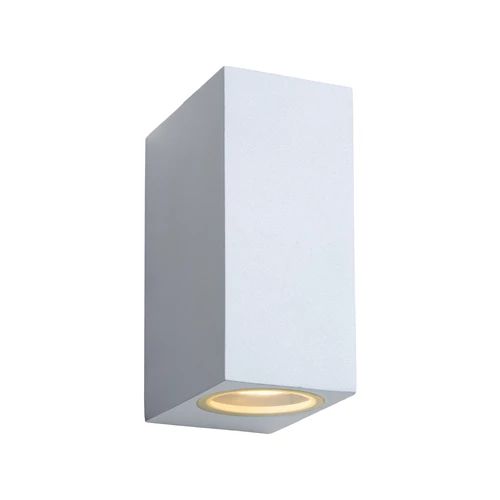 Lucide ZORA-LED - Wandstrahler / Wandleuchte Innen/Außen - LED Dim. - GU10 - 2x5W 3000K - IP44 - Weiß - eingeschaltet 1