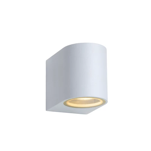 Lucide ZORA-LED - Spot mural / Applique mural Intérieur/Extérieur - LED Dim. - GU10 - 1x5W 3000K - IP44 - Blanc - allumé 1