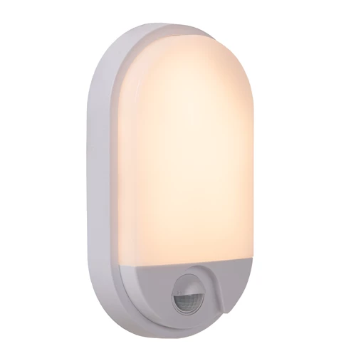 Lucide HUPS IR - Wandlamp Binnen/Buiten - LED - 1x10W 3000K - IP54 - Beweging & dag/nacht sensor - Wit - aangezet 1