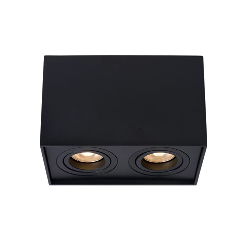Lucide TUBE - Spot plafond - 2xGU10 - Noir - allumé