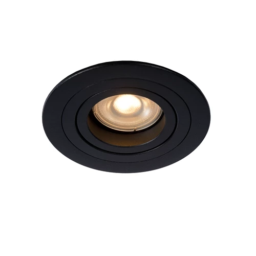 Lucide TUBE - Einbaustrahler - Ø 9,2 cm - 1xGU10 - Schwarz - eingeschaltet