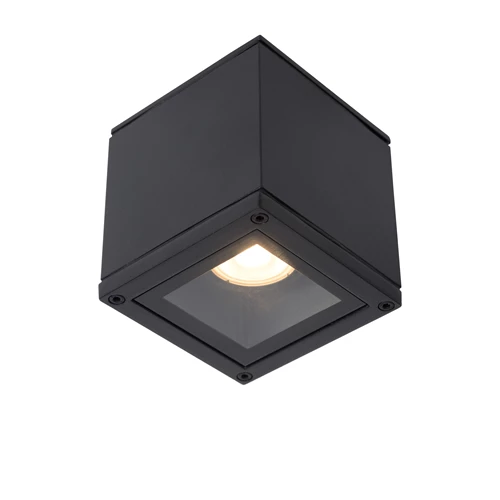 Lucide AVEN - Spot plafond Salle de bains - 1xGU10 - IP65 - Noir - allumé