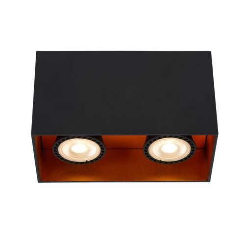 Lucide BIDO - Plafondspot - 2xGU10 - Zwart - aangezet