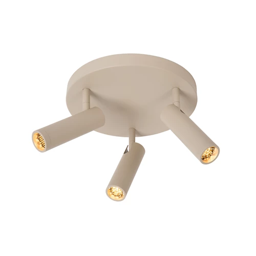 Lucide GRADO - Ceiling spotlight - Ø 25 cm - 3xGU10 (MR11) - Taupe - turned on 1