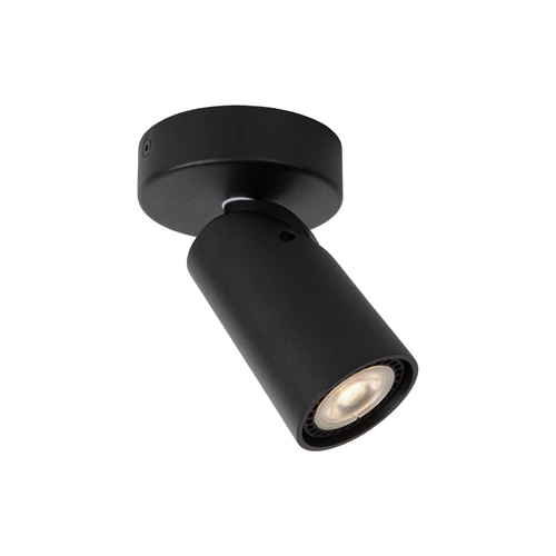 Lucide XYRUS - Plafondspot - Ø 9 cm - LED Dim to warm - GU10 - 1x5W 2200K/3000K - Zwart - aangezet