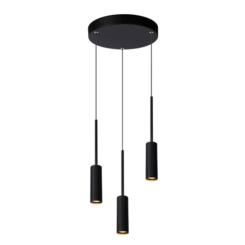 Lucide TUBULE - Lámpara colgante - Ø 26 cm - LED - 3x7W 2700K - Negro - encendido