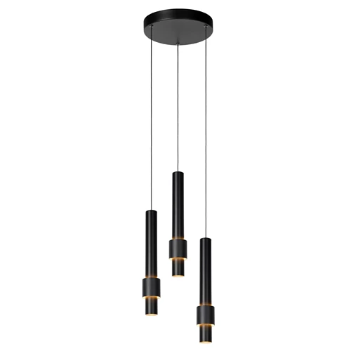 Lucide MARGARY - Suspension - Ø 28 cm - LED Dim. - 3x4W 2700K - Noir - allumé