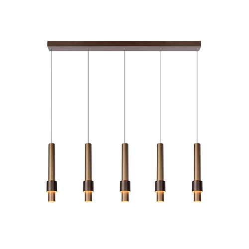 Lucide MARGARY - Pendelleuchten - LED Dim. - 5x4,2W 2700K - Kaffee - eingeschaltet 6