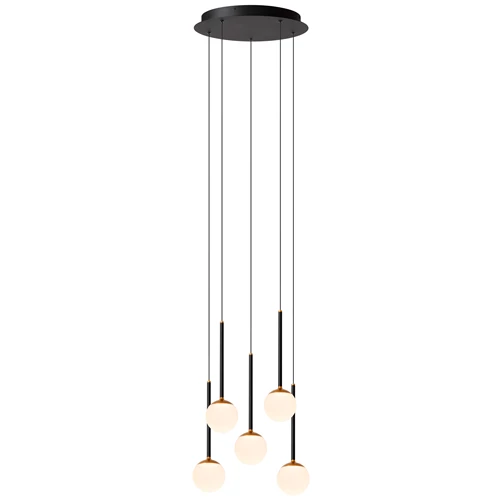Lucide CALINA - Pendelleuchten - Ø 42 cm - LED Dim. - 5x8,2W 2700K - Schwarz | Premium - eingeschaltet