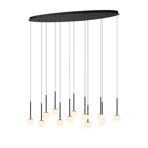 Lucide CALINA - Pendant light - LED Dim. - 12x7,7W 2700K - Black | Premium - turned on