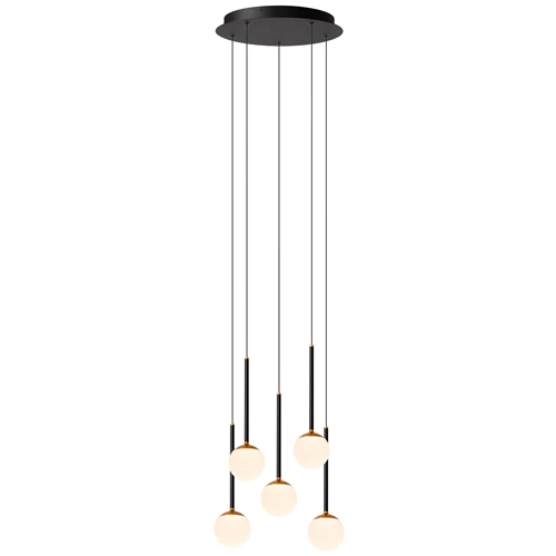 Lucide CALINA - Pendant light - Ø 41,9 cm - LED Dim. - CCT - 5x7,4W 2200K/3300K - Black | Premium - turned on