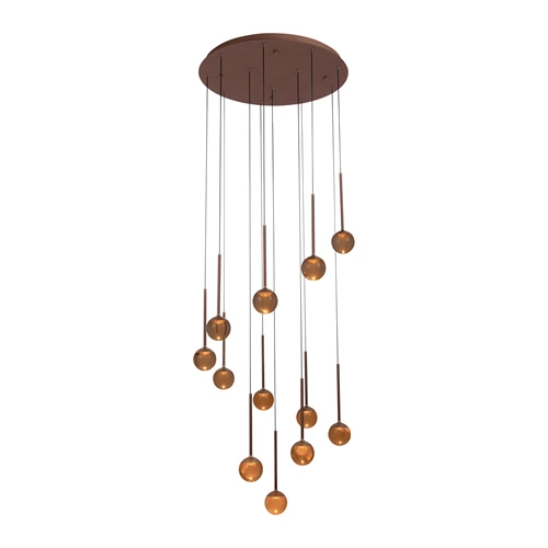 Lucide CALINA - Pendant light - Ø 69,9 cm - LED Dim. - CCT - 12x7W 2200K/3300K - Coffee | Premium - turned on 6