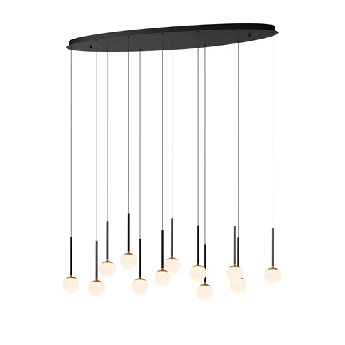 Lucide CALINA - Pendant light - LED Dim. - CCT - 12x7W 2200K/3300K - Black | Premium - turned on