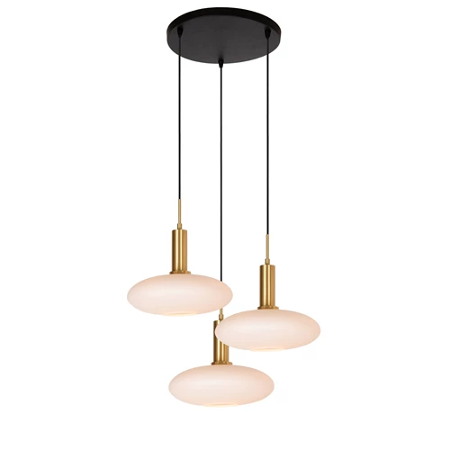 Lucide SINGALA - Pendant light - Ø 55 cm - 3xE27 - Matt Gold / Brass - turned on 2
