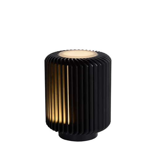 Lucide TURBIN - Tischlampe - Ø 10,6 cm - LED - 1x5W 3000K - Schwarz - eingeschaltet