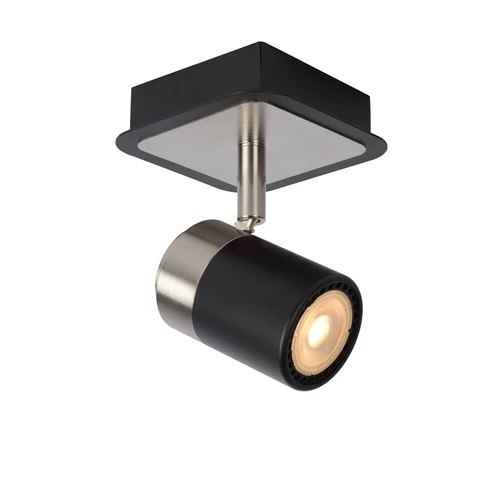 Lucide LENNERT - Plafondspot - LED Dimb. - GU10 - 1x5W 3000K - Zwart - aangezet