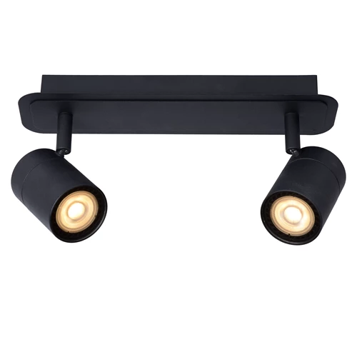 Lucide LENNERT - Ceiling spotlight Bathroom - LED Dim. - GU10 - 2x5W 3000K - IP44 - Black - turned on