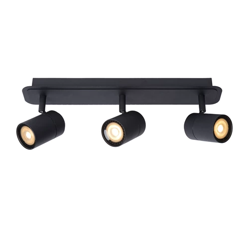 Lucide LENNERT - Ceiling spotlight Bathroom - LED Dim. - GU10 - 3x5W 3000K - IP44 - Black - turned on