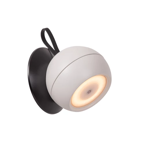 Lucide LUNEX - Oplaadbare Wandlamp Binnen/Buiten - Accu/Batterij - LED Dimb. - 1x2W 3000K - IP54 - Magnetisch - Wit - aangezet 1