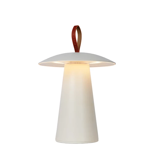 Lucide LA DONNA - Lampe de table Rechargeable Intérieur/Extérieur - Batterie/Piles - Ø 19,7 cm - LED 3 StepDim - 1x2W 2700K - IP54 - Blanc - allumé 1