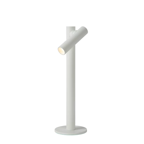 Lucide ANTRIM - wiederaufladbare Schreibtischlampe Innen/Außen - Akku/Batterie - LED Dim. - 1x2,2W 2700K - IP54 - Mit kabelloser Ladestation - Weiß - eingeschaltet 1