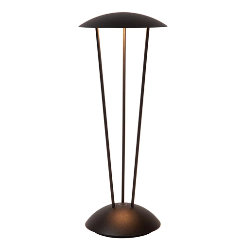 Lucide RENEE - Oplaadbare Tafellamp Binnen/Buiten - Accu/Batterij - Ø 12,3 cm - LED Dim to warm - 1x2,2W 2700K/3000K - IP54 - Met draadloos oplaadstation - Zwart - aangezet