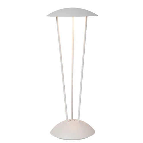 Lucide RENEE - Oplaadbare Tafellamp Binnen/Buiten - Accu/Batterij - Ø 12,3 cm - LED Dim to warm - 1x2,2W 2700K/3000K - IP54 - Met draadloos oplaadstation - Wit - aangezet 1