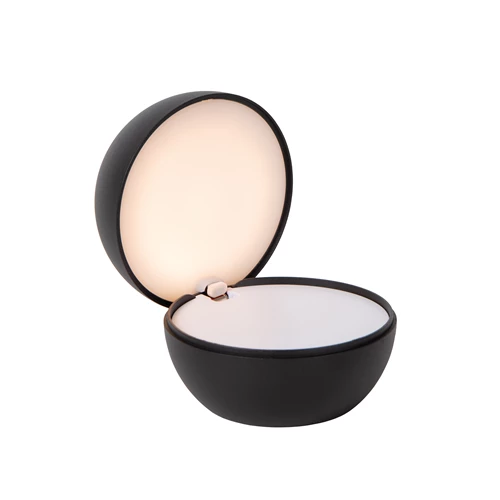 Lucide CLIPPER - Lampe de table Rechargeable - Batterie/Piles - Ø 12 cm - LED - 1x2,2W 2700K - Noir - allumé