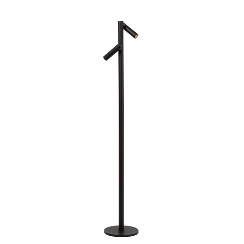 Lucide ANTRIM - Lampadaire / lampe de lecture Rechargeable Intérieur/Extérieur - Batterie/Piles - LED Dim. - 2x2,2W 2700K - IP54 - Avec station de charge sans fil - Noir - allumé