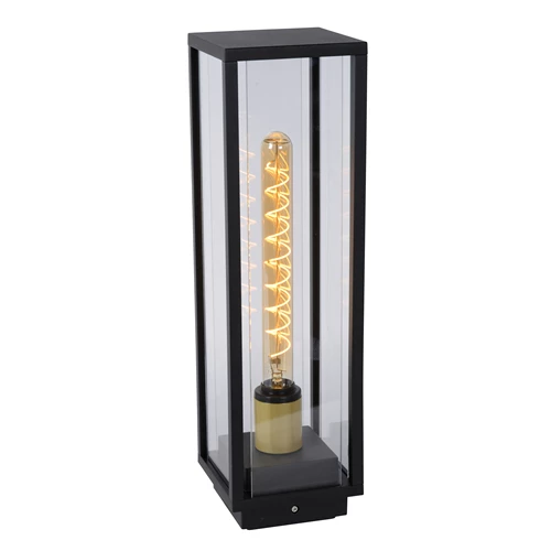 Lucide LAURENS - Pollerleuchte - 1xE27 - IP54 - Schwarz - eingeschaltet