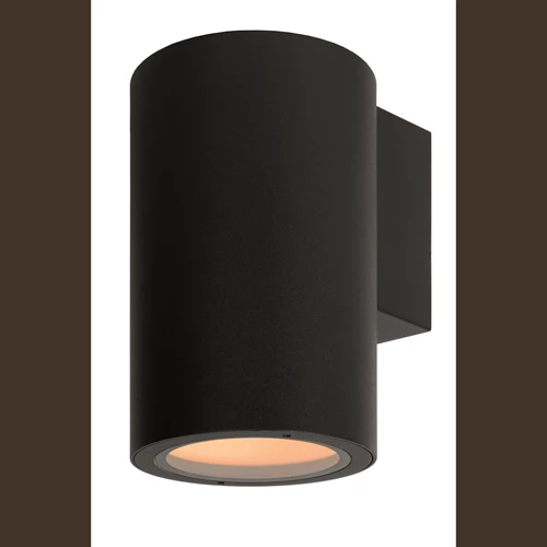 Lucide VOLANTIS - Wandstrahler / Wandleuchte Innen/Außen - 1xE27 - IP54 - Schwarz - eingeschaltet