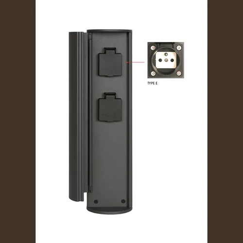 Lucide POWERPOINT - Outdoor socket column - Sockets with pin earth - Type E - FR, BE, POL, SVK & CZE standard - Ø 10 cm - IP44 - Anthracite - turned on 9
