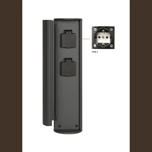 Lucide POWERPOINT - Outdoor socket column – Sockets with earth connection – Type F - EUR/RUS standard - Ø 10 cm - IP44 – Anthracite - turned on 9