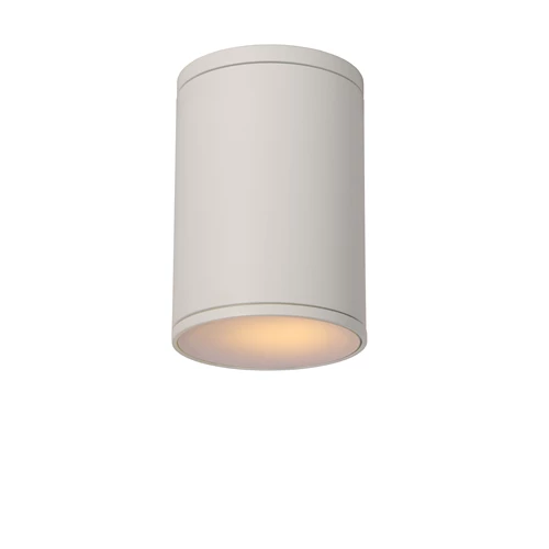 Lucide TUBIX - Spot plafond Intérieur/Extérieur - Ø 10,8 cm - 1xE27 - IP54 - Blanc - allumé 1