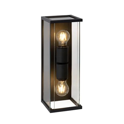 Lucide CLAIRE - Wandlamp Binnen/Buiten - 2xE27 - IP54 - Antraciet - aangezet