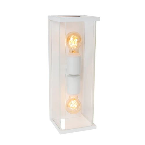 Lucide CLAIRE - Wandlamp Binnen/Buiten - 2xE27 - IP54 - Wit - aangezet 1