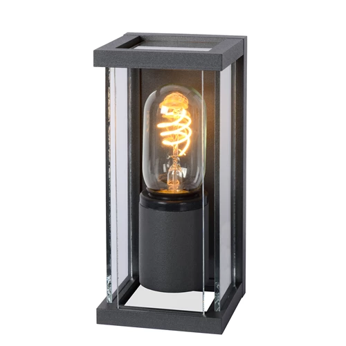 Lucide CLAIRE - Wandleuchte Innen/Außen - 1xE27 - IP54 - Anthrazit - eingeschaltet