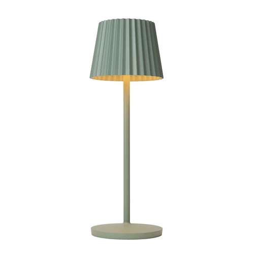 Lucide JUSTINE - Lampe de table Rechargeable Intérieur/Extérieur - Batterie/Piles - LED Dim. - 1x2W 2700K - IP54 - Avec station de charge sans fil - Vert - allumé 3