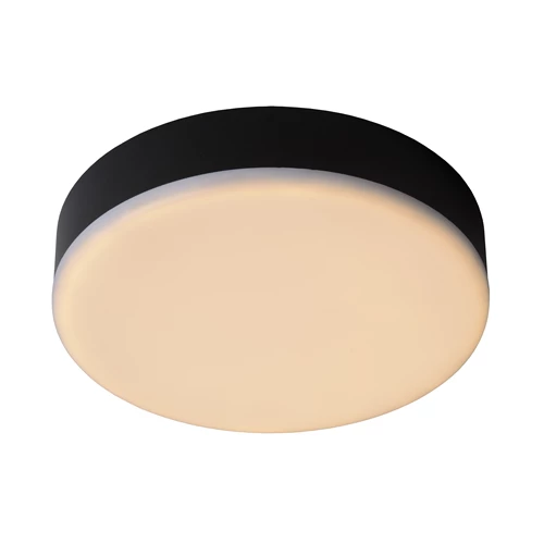 Lucide CERES-LED - Plafonnière Badkamer - Ø 21,5 cm - LED Dimb. - 1x30W 3000K - IP44 - Zwart - aangezet