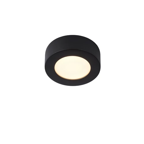 Lucide BRICE-LED - Deckenleuchte Badezimmer - Ø 11,7 cm - LED Dim. - 1x8W 3000K - IP44 - Schwarz - eingeschaltet