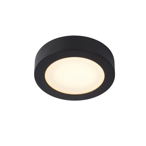 Lucide BRICE-LED - Deckenleuchte Badezimmer - Ø 18 cm - LED Dim. - 1x12W 3000K - IP44 - Schwarz - eingeschaltet