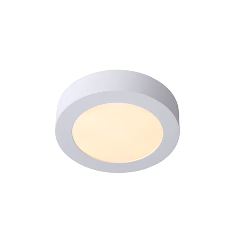 Lucide BRICE-LED - Plafonnier Salle de bains - Ø 18 cm - LED Dim. - 1x12W 3000K - IP44 - Blanc - allumé 1