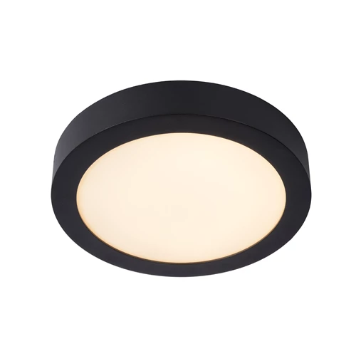 Lucide BRICE-LED - Plafonnière Badkamer - Ø 24 cm - LED Dimb. - 1x15W 3000K - IP44 - Zwart - aangezet