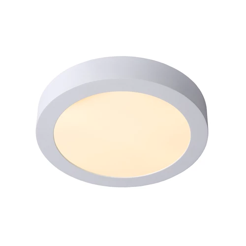 Lucide BRICE-LED - Plafonnière Badkamer - Ø 24 cm - LED Dimb. - 1x15W 3000K - IP44 - Wit - aangezet 1