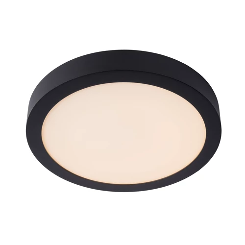 Lucide BRICE-LED - Plafonnière Badkamer - Ø 30 cm - LED Dimb. - 1x30W 3000K - IP44 - Zwart - aangezet